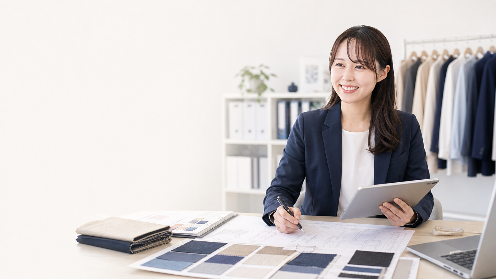 アパレルOEM案件を確認する担当者