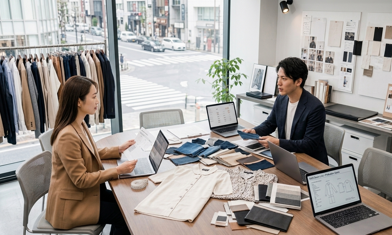 アパレル商談をしている男女